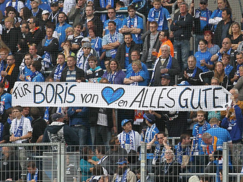 Beste W&#252;nsche der Hoffenheimer Fans f&#252;r den schwer verletzten Boris Vukcevic.