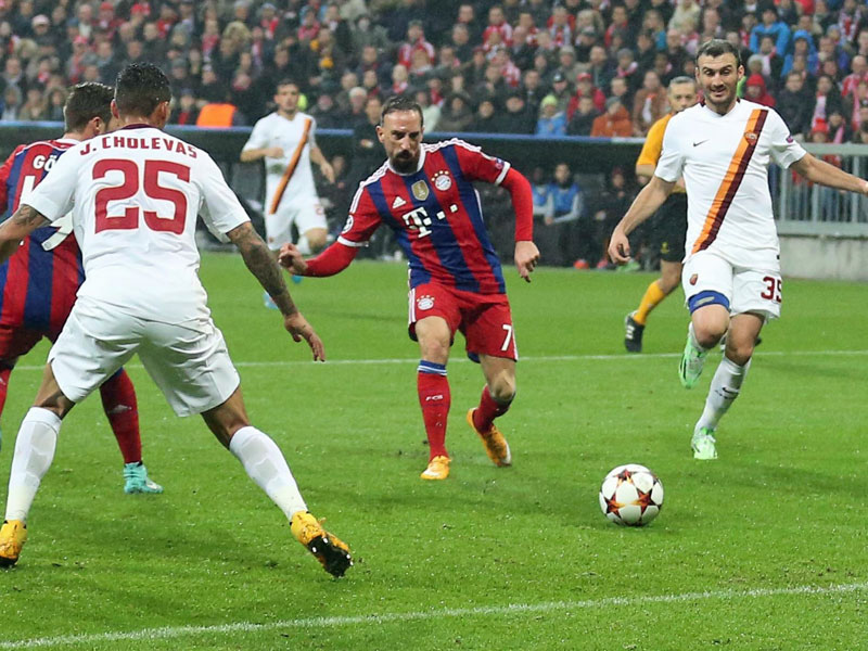 &#220;berlegter Flachschuss: Franck Ribery erzielt das 1:0 gegen die Roma.