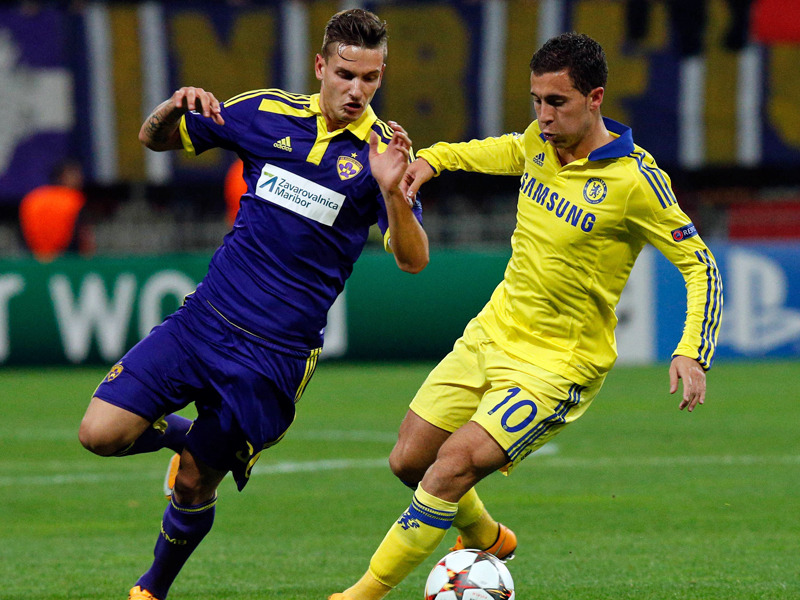 Champions-League-Erfahrung konnte Petar Stojanovic (l.) in dieser Spielzeit auch gegen den FC Chelsea und Eden Hazard sammeln.