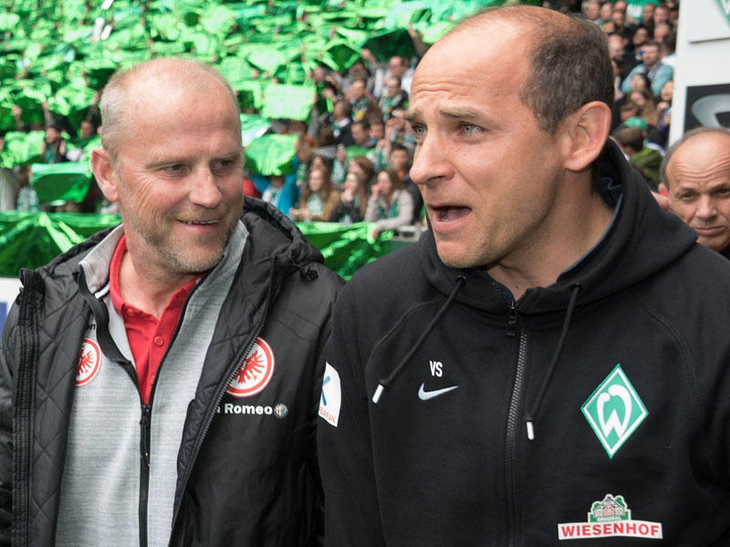 Langj&#228;hrige Weggef&#228;hrten: Der ehemalige Frankfurt-Trainer Thomas Schaaf dr&#252;ckt Werder Bremen mit Viktor Skripnik die Daumen.