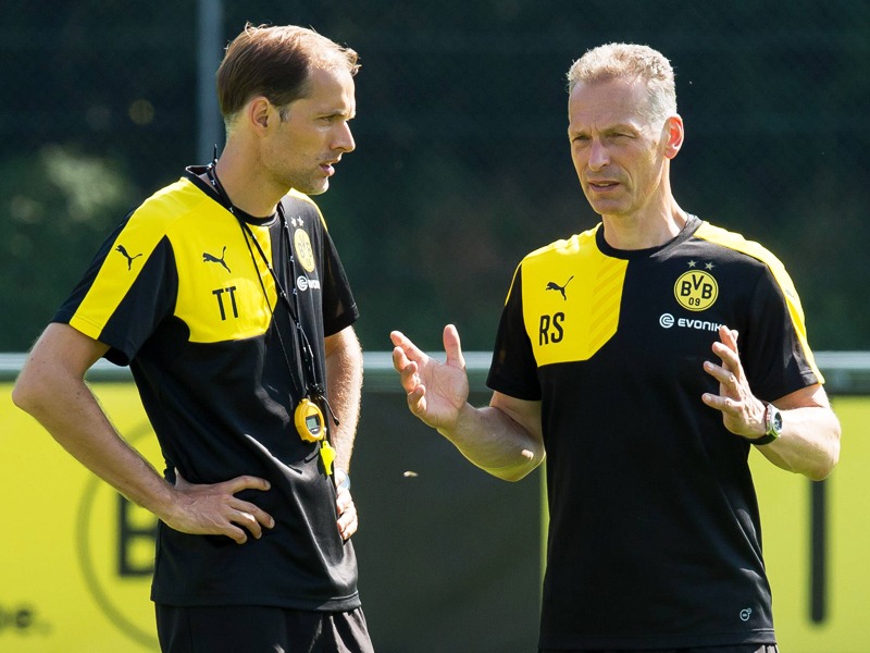 Erfolgsduo: Borussia Dortmunds Chefcoach Thomas Tuchel und Fitness- und Reha-Chef Rainer Schrey (re.). 