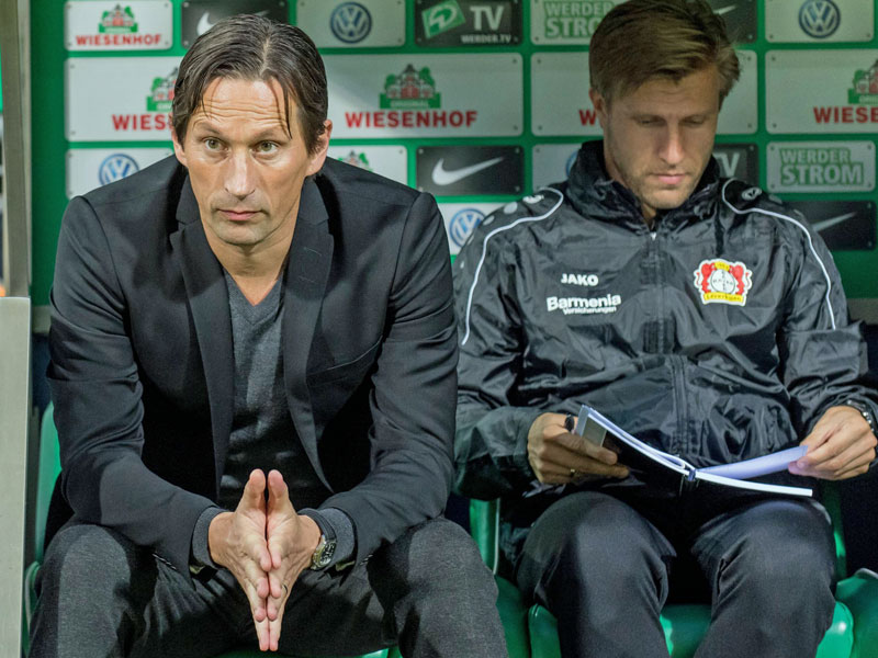 Noch einmal Rollentausch: Leverkusens Cheftrainer Roger Schmidt ist gesperrt, Markus Kr&#246;sche &#252;bernimmt.