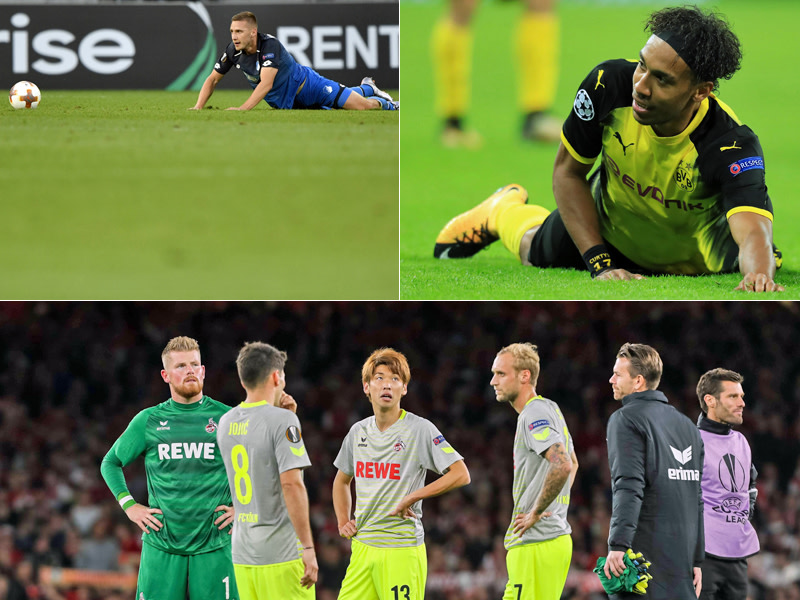 Drei Bundesligaklubs, drei Niederlagen auf internationalem Parkett: Hoffenheim, Dortmund und K&#246;ln gingen zum Auftakt leer aus.