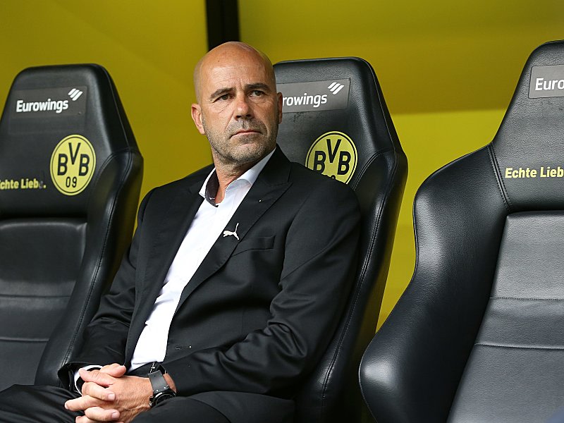 K&#252;ndigte h&#228;ufige Personalwechsel f&#252;r die englischen Wochen an: Dortmunds Trainer Peter Bosz.