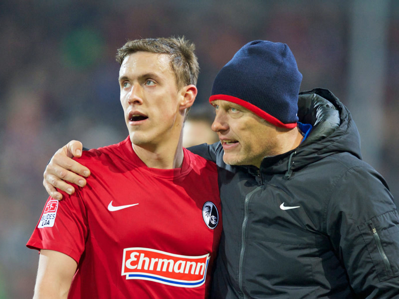 Auf ihn sollen die Freiburger besonders aufpassen: SC-Coach Christian Streich (r.) mit Max Kruse.