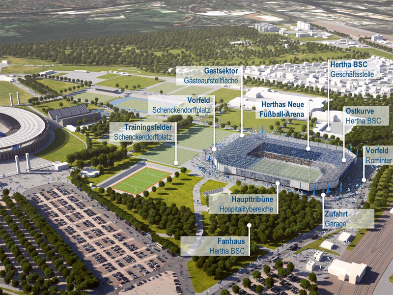 Die geplante Hertha-Arena in der N&#228;he des Olympiastadions.