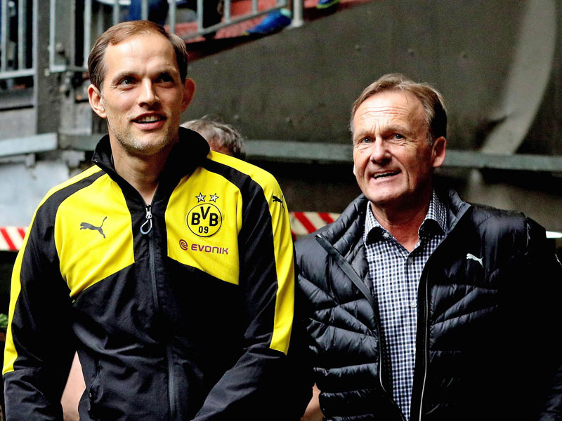 Belastetes Verh&#228;ltnis: BVB-Trainer Thomas Tuchel und Gesch&#228;ftsf&#252;hrer Hans-Joachim Watzke (r.).