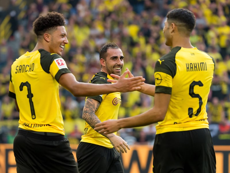 Sieben Spiele, 23 Tore: Eine von vielen Dortmunder Jubelszenen an den ersten Spieltagen. 
