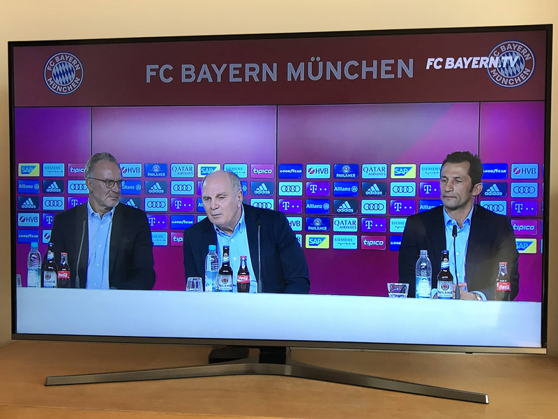 Die PK der Bayern-Bosse im TV - Gelegenheit zu Fotos gab es vor Ort nicht. 