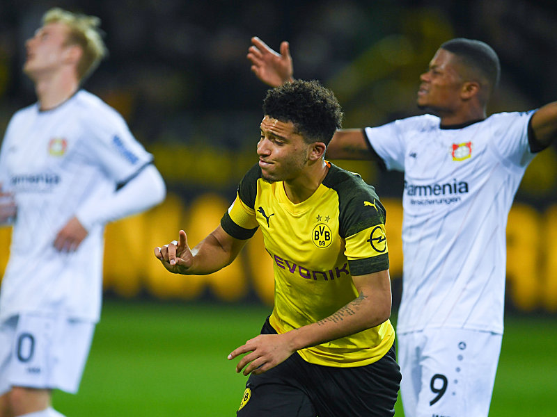 Traumtor: Jadon Sancho markierte mit einem sehenswerten Volleyschuss das zwischenzeitliche 2:1 f&#252;r Borussia Dortmund.