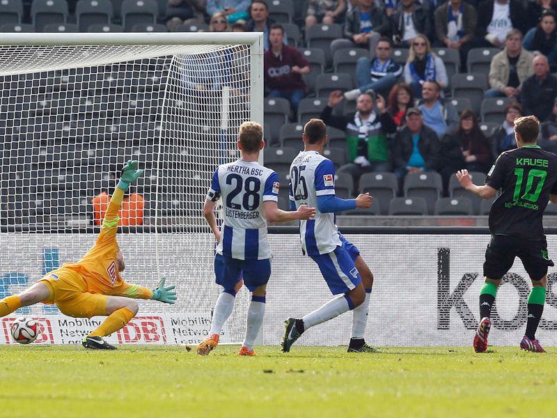 Max Kruse erzielte gegen Hertha-Keeper Thomas Kraft beim 1:0 sein siebtes Saisontor.