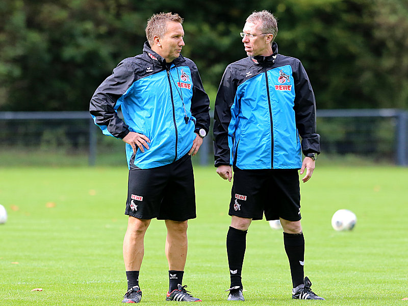 Auch weiterhin ein Team: Manfred Schmid und Peter St&#246;ger werden den 1. FC K&#246;ln in der 1. Bundesliga trainieren.
