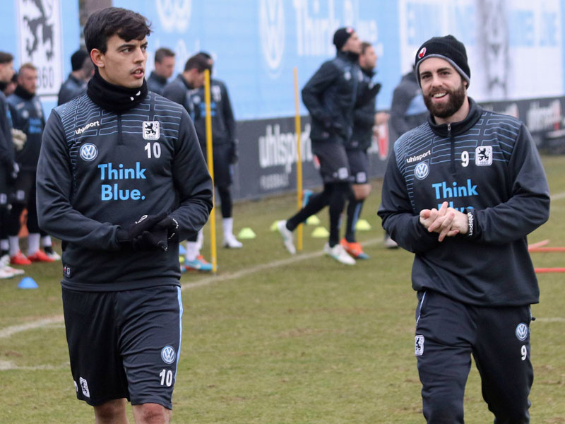 Nach Verletzung bei 1860 wieder im Mannschaftstraining: Eduardo Bedia (li.) und Rodri. 