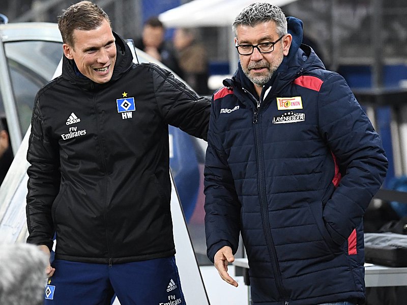 Haben ein tolles Spiel gesehen: HSV-Trainer Hannes Wolf und Union-Coach Urs Fischer.