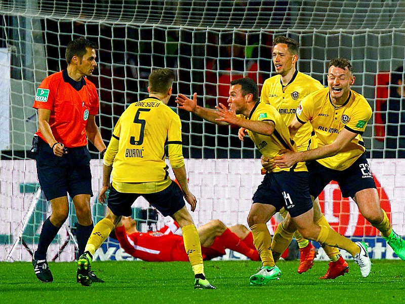 Im Sachsen-Derby nach 0:1-R&#252;ckstand mit 3:1 erfolgreich: Dynamo Dresden.