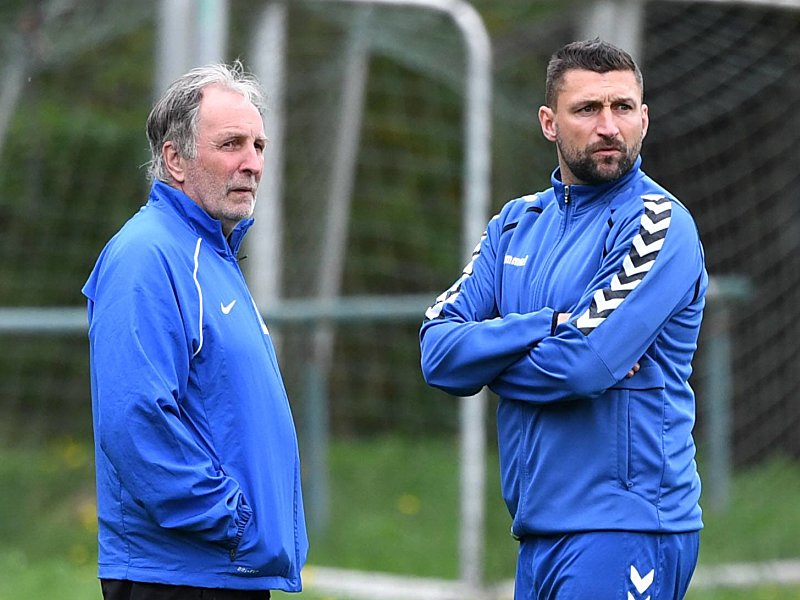 Interims-Trainergespann bei der VSG Altglienicke: Lothar Hamann und Torsten Mattuschka (re.).