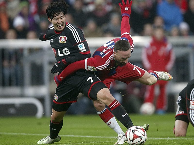 Treffen sich auf DFB-Pokalebene: Son erwartet mit Leverkusen Ribery und die Bayern.