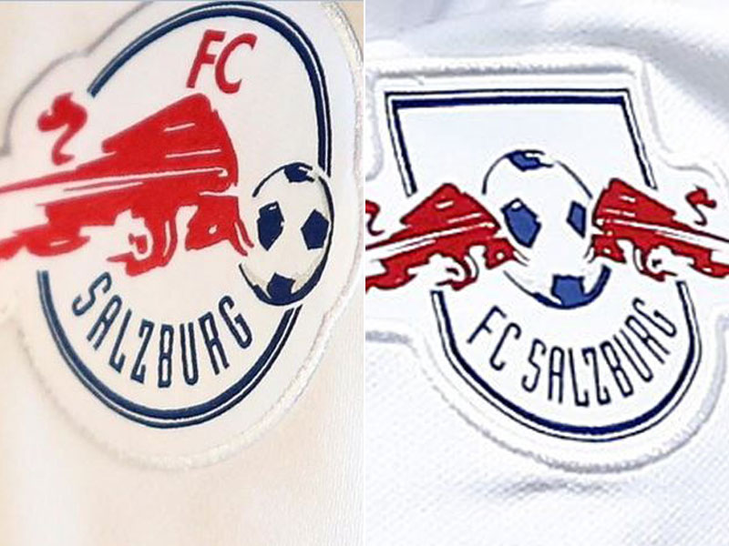Ein Bulle hat den Zweikampf offenbar gewonnen: Das neue (l.) und das alte Salzburger Europapokal-Logo.