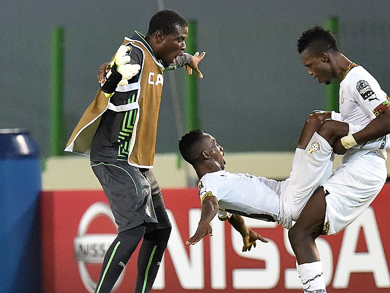 Lebensfreude: Ghana steht im Halbfinale des Afrika-Cups, die Freude bei der Spielern ist riesengro&#223;. 