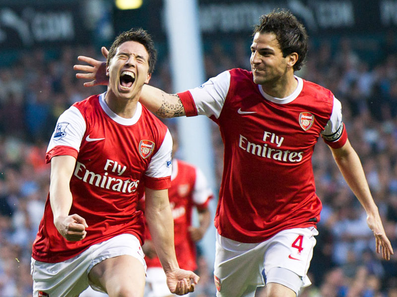 Bald ein Bild der Vergangenheit? Samir Nasri (l.) und Cesc Fabregas jubeln im Trikot des FC Arsenal.