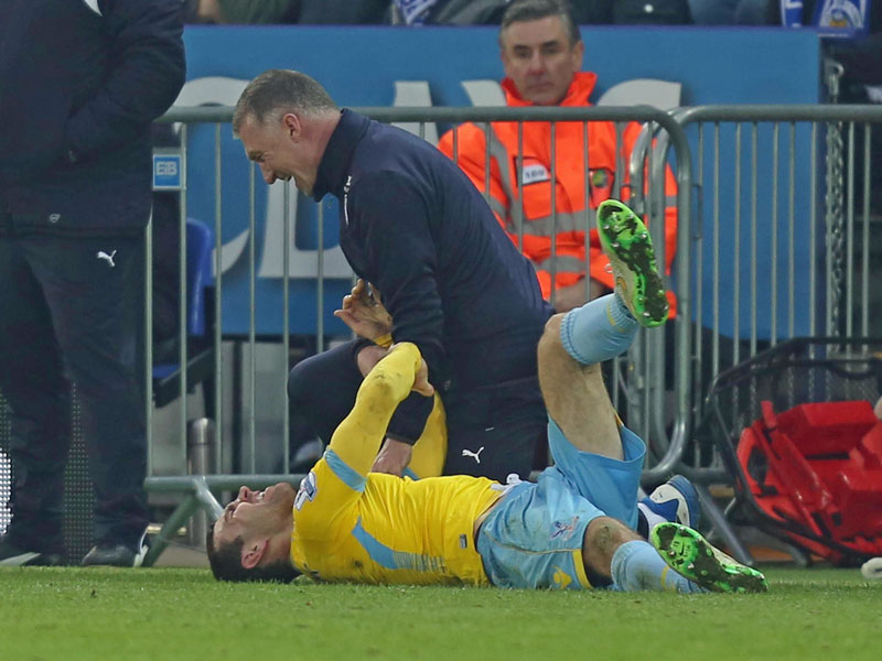 Groteske Szene: Leicesters Trainer Nigel Pearson wird gegen James McArthur handgreiflich. 