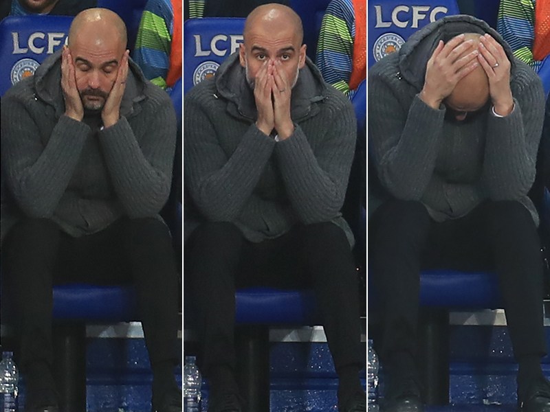 Zum Verzweifeln: Pep Guardiola am &quot;Boxing Day&quot; in Leicester.