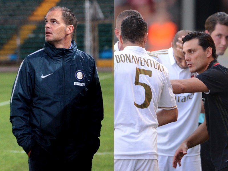 Schwere Aufgaben stehen f&#252;r Inter-Coach Frank de Boer (links) und Milan-Trainer Vincenzo Montella in der Serie A bevor.