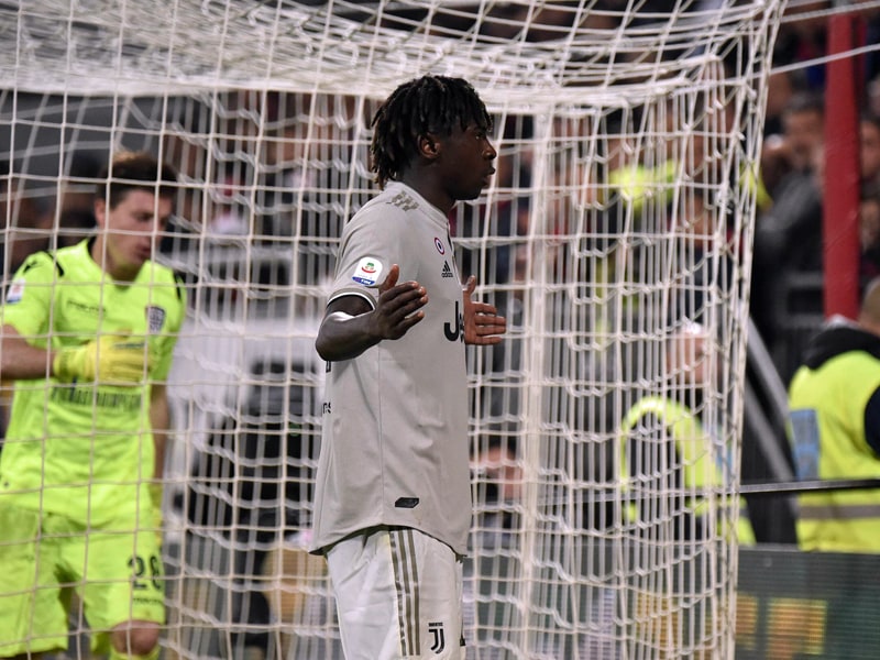 Musste sich in Cagliari viel anh&#246;ren: Moise Kean nach seinem Tor zum 2:0 f&#252;r Juventus.
