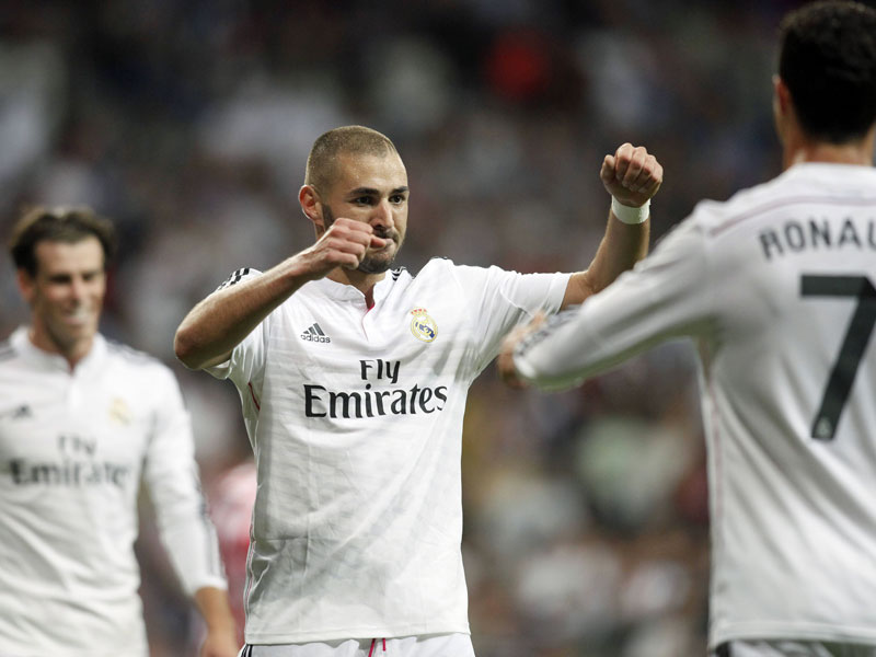 Sehnt sich in Barcelona erneut nach Erfolg: Reals magisches Trio Bale, Benzema und Ronaldo (v.li.n.re.).