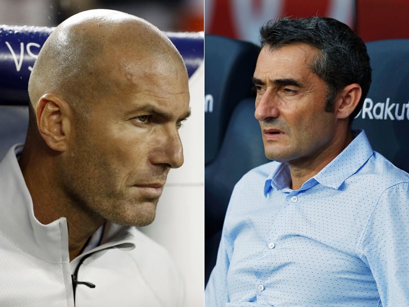 Sie duellieren sich um den ersten Titel der neuen Saison in Spanien: Real-Coach Zinedine Zidane und Barcelonas Trainer Ernesto Valverde.