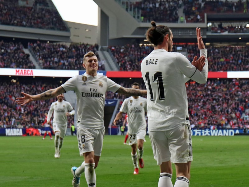 Diese Geste von Gareth Bale nach seinem Tor gegen Atletico k&#246;nnte f&#252;r den Waliser teuer werden. 