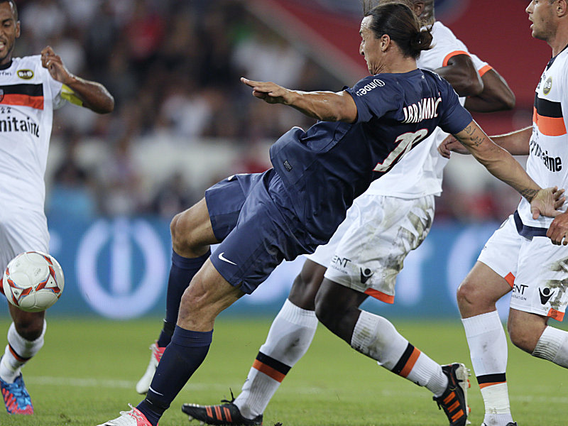 PSG-Star Ibrahimovic erzielt sein erstes Tor gegen Lorient, der Schwede war auch f&#252;r das 2:2 verantwortlich.