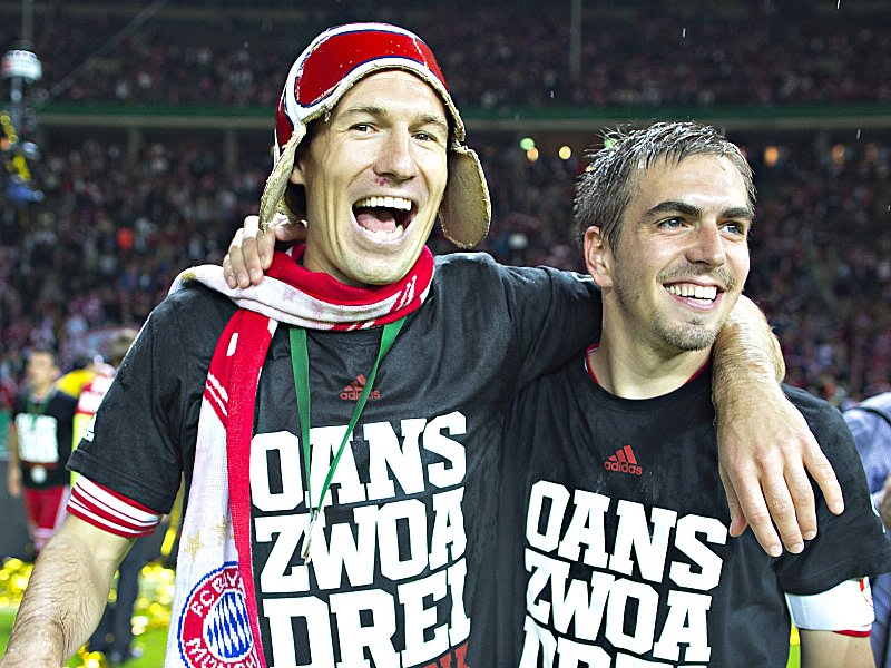 Bekamen die meisten Stimmen der Bundesliga-Fraktion: Arjen Robben (10) und Philipp Lahm (8, re.).