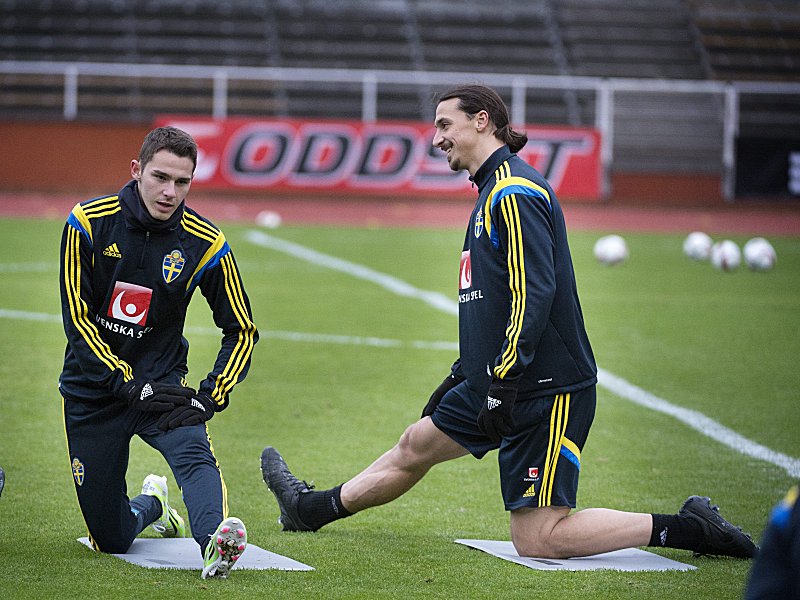Am Dienstagabend nicht zusammen im Kader Schwedens: der Gladbacher Branimir Hrgota und Superstar Zlatan Ibrahimovic.