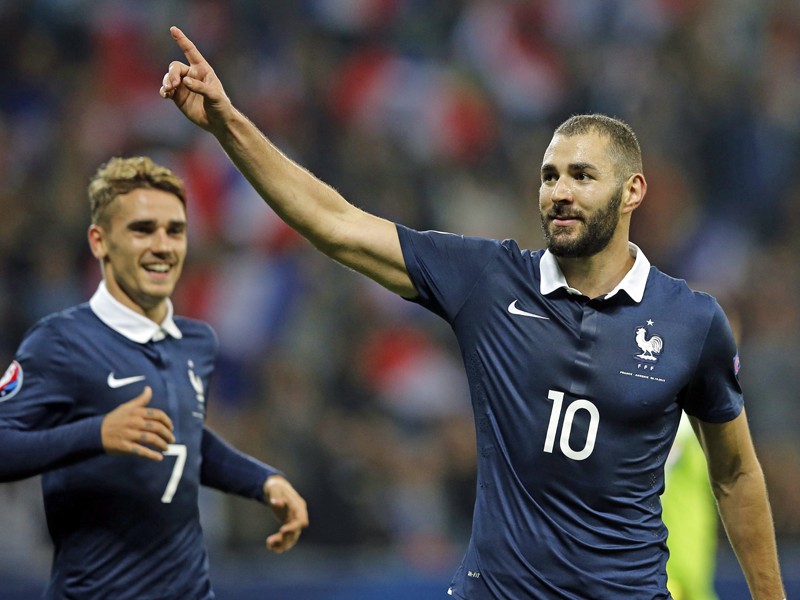 Treffsicher gegen Armenien: Doppelpacker Karim Benzema (rechts) und Antoine Griezmann.