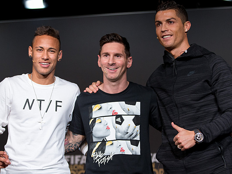Die Top 3 der Wahl zum Weltfu&#223;baller: Lionel Messi lag deutlich vor Cristiano Ronaldo und Neymar. 