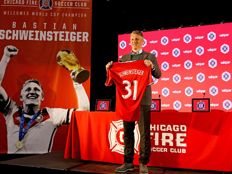 Nummer 31, auch in Chicago: Bastian Schweinsteiger bei der offiziellen Vorstellung durch seinen neuen Klub.
