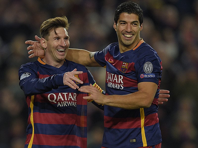 Zwei &quot;Teile&quot; von &quot;MSN&quot;: Lionel Messi und Luis Suarez.