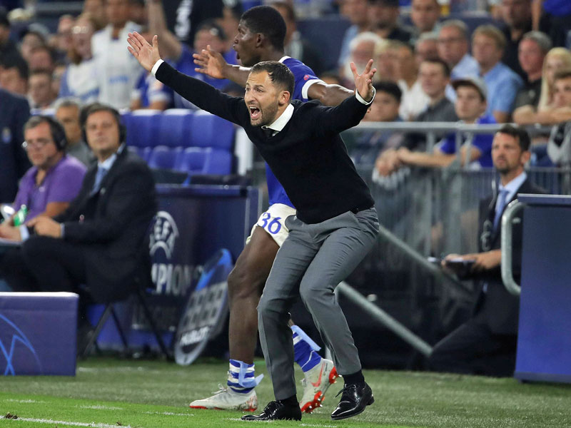 &#220;bte scharfe Kritik am Schiedsrichter: Schalkes Trainer Domenico Tedesco beim 1:1 gegen den FC Porto.