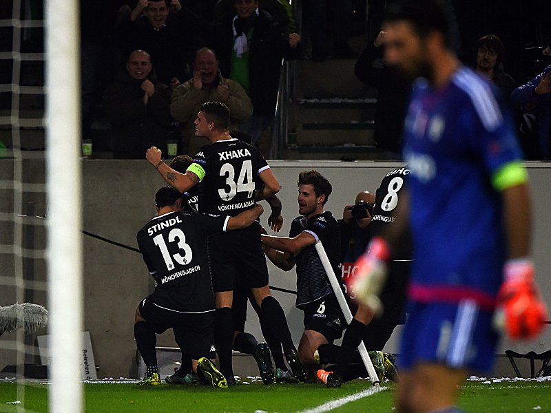 Starker Auftakt: Die Gladbacher feiern das zwischenzeitliche 1:0 gegen Juventus Turin.