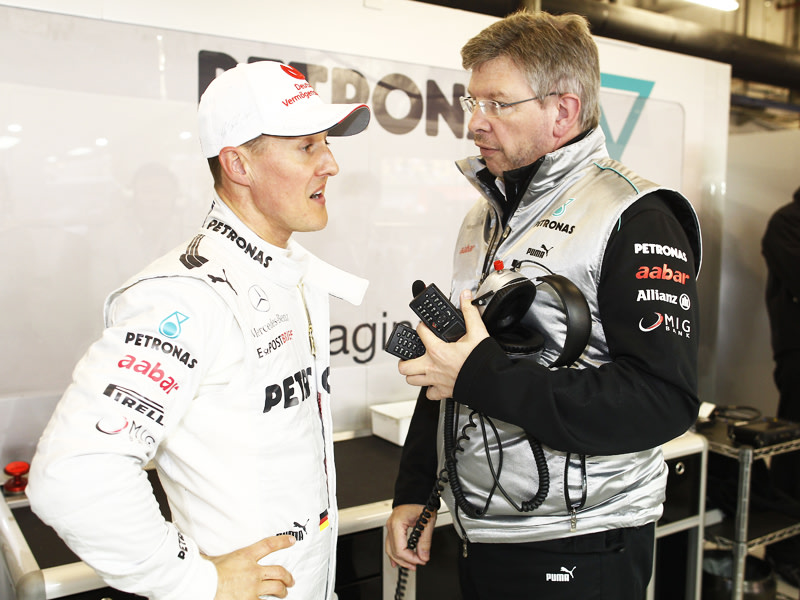 Ehedem ein einmaliges Erfolgsduo: Teamchef Ross Brawn und Rekordweltmeister Michael Schumacher.