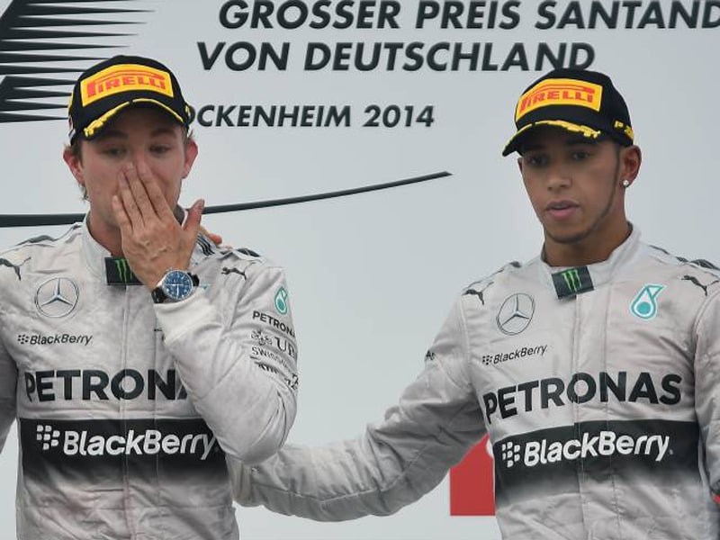 Nico Rosberg (li.) und sein interner Rivale Lewis Hamilton.