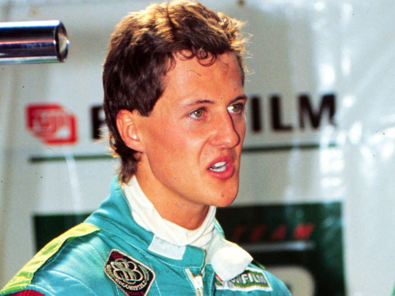 Das Deb&#252;t: Michael Schumacher am 25. August 1991 in der Jordan-Box. 