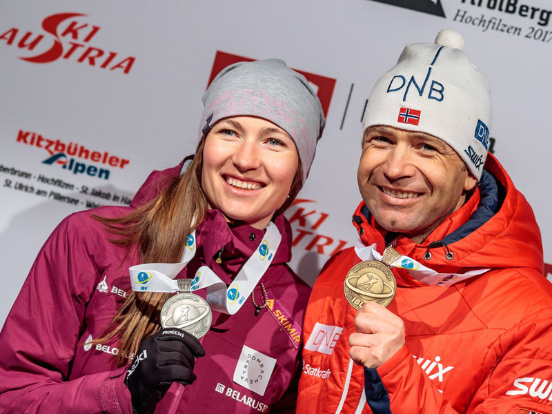 &quot;Traumpaar&quot; des Biathlons: Darja Domratschewa und Ole Einar Bj&#246;rndalen.