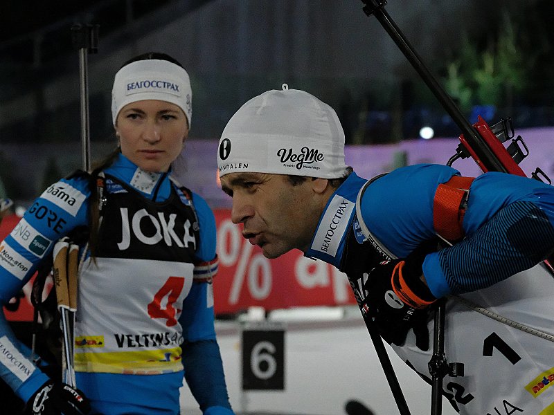 Platz drei zum Abschied: Ole Einar Bj&#246;rndalen und seine Frau Darja Domratschewa.