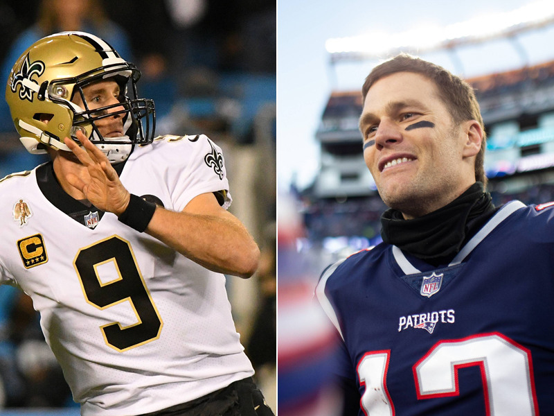 K&#228;mpfen um die Krone in der NFL: New Orleans&apos; Star Drew Brees (links) und Patriots-Ass Tom Brady.