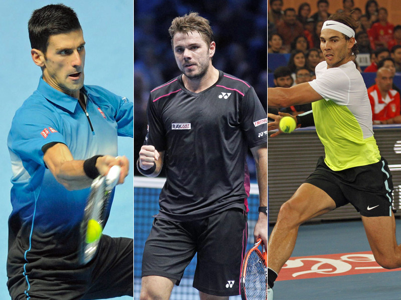 Zogen alle drei in die n&#228;chste Runde ein: Novak Djokovic, Stanislas Wawrinka und Rafael Nadal (v.li.). 