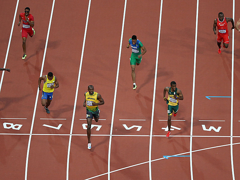 Gewann sein Halbfinale &#252;ber die 200 m m&#252;helos: Usain Bolt. 