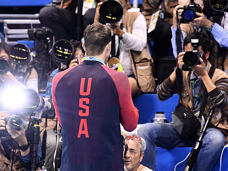 Der erfolgreichste Olympionike aller Zeiten: Michael Phelps mit seiner 22. Goldmedaille.
