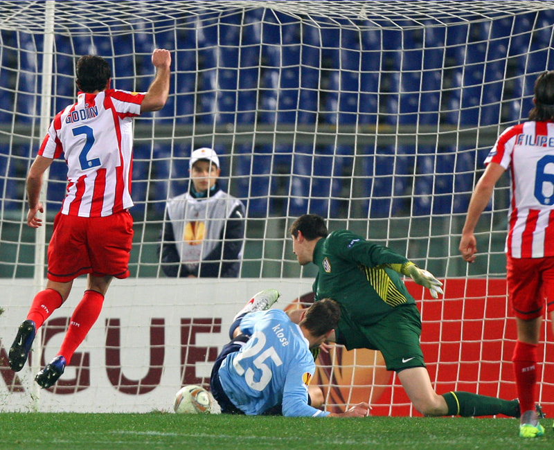 Diego Godin, Miroslav Klose, Thibaut Curtois, Filipe (v.li.)